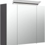 Posseik Spiegelschrank, 80 cm breit, anthrazit mit Softclose und Aufsatzleuchte.