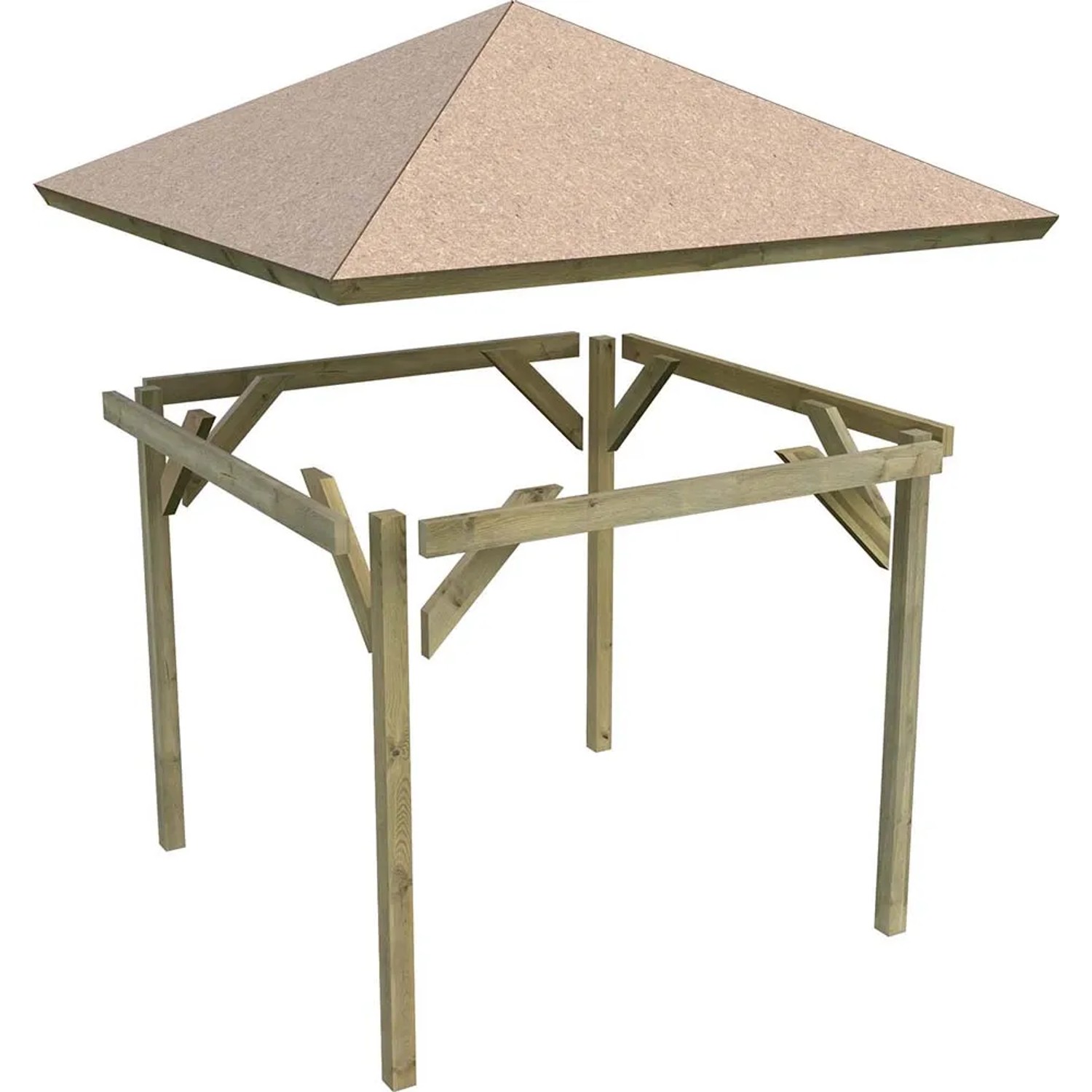 Karibu Pavillon Bever 2 Set mit schwarzen Schindeln, kesseldruckimprägniert, 289x289x297 cm.