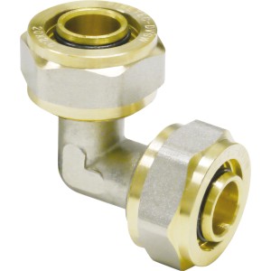 PIPETEC Gewinde-Fitting-Winkel aus Messing, 16x2 mm, für sichere Rohrverbindungen in Heizung & Trinkwasser.