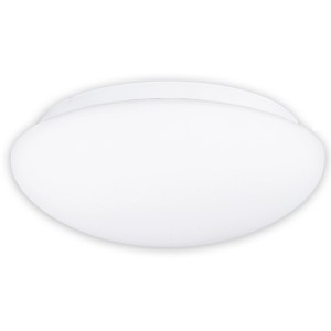 Weiße LED-Deckenleuchte Bergen mit Bewegungsmelder von Näve, aus Metall und Glas.