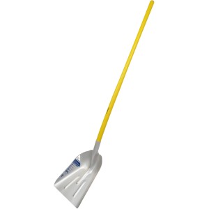 Sonneck Aluschaufel Duox mit gelbem Hartholzstiel, ideal für Schnee und Gartenarbeit.
