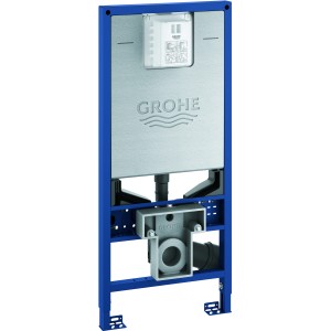Grohe Rapid SLX Element für WC, Vorwandelement mit Spülkasten und blauem Rahmen.