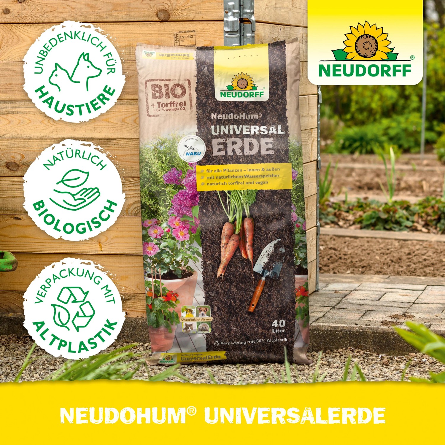 Sack Neudorff Universalerde Neudohum 75L, torffrei, für Garten & Balkon.