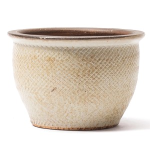 Kirschke Pflanzgefäß Viper, gewaschenes Creme, Ø 23 cm, Terrakottatopf mit Schlangenmuster.