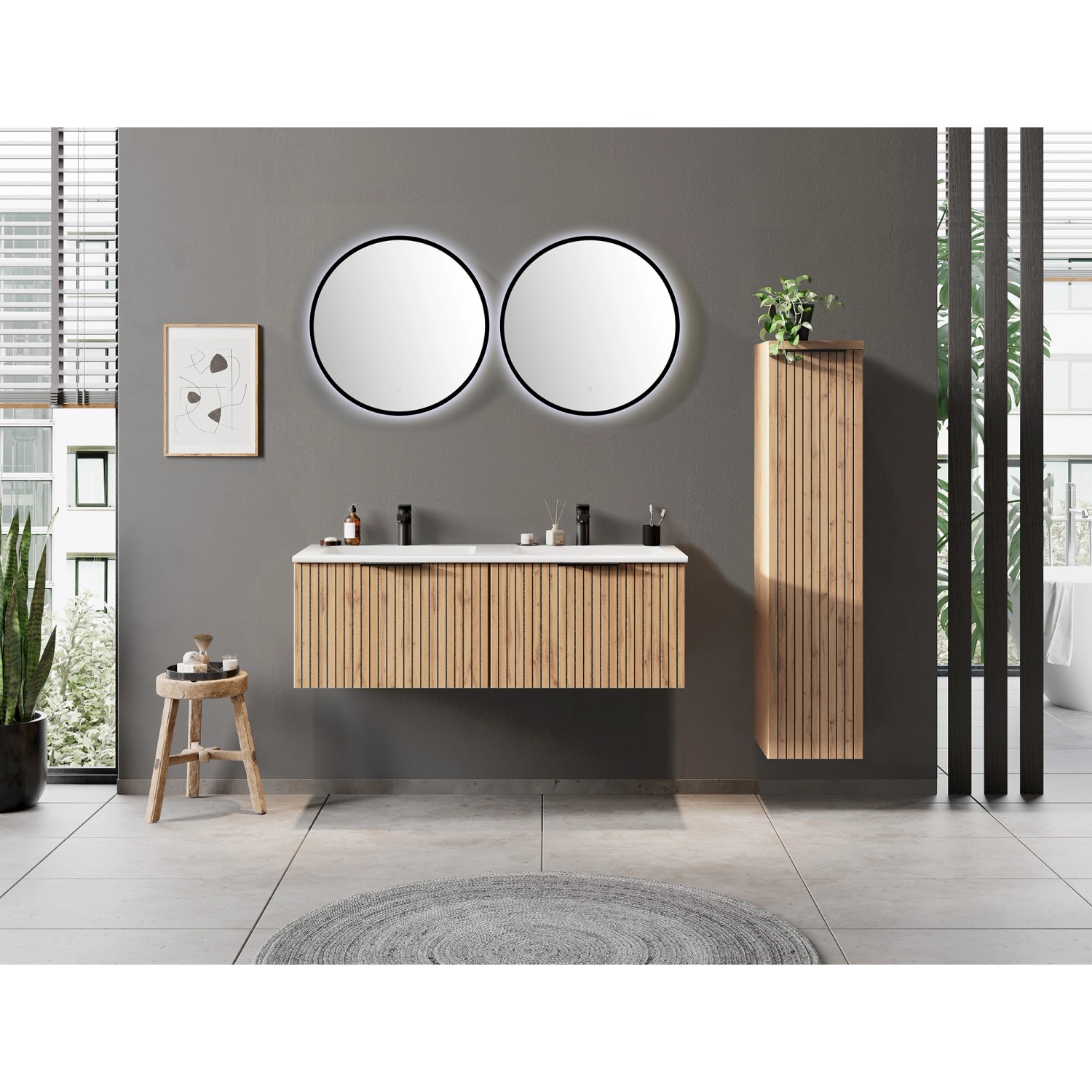 Held Möbel Bad-Midischrank Manchester 1 Tür 130 x 30 x 35 cm Wildeiche_12