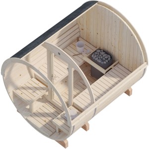 Palmako Sauna Anita mit Glaswand Naturbelassen 220 cm x 250 cm