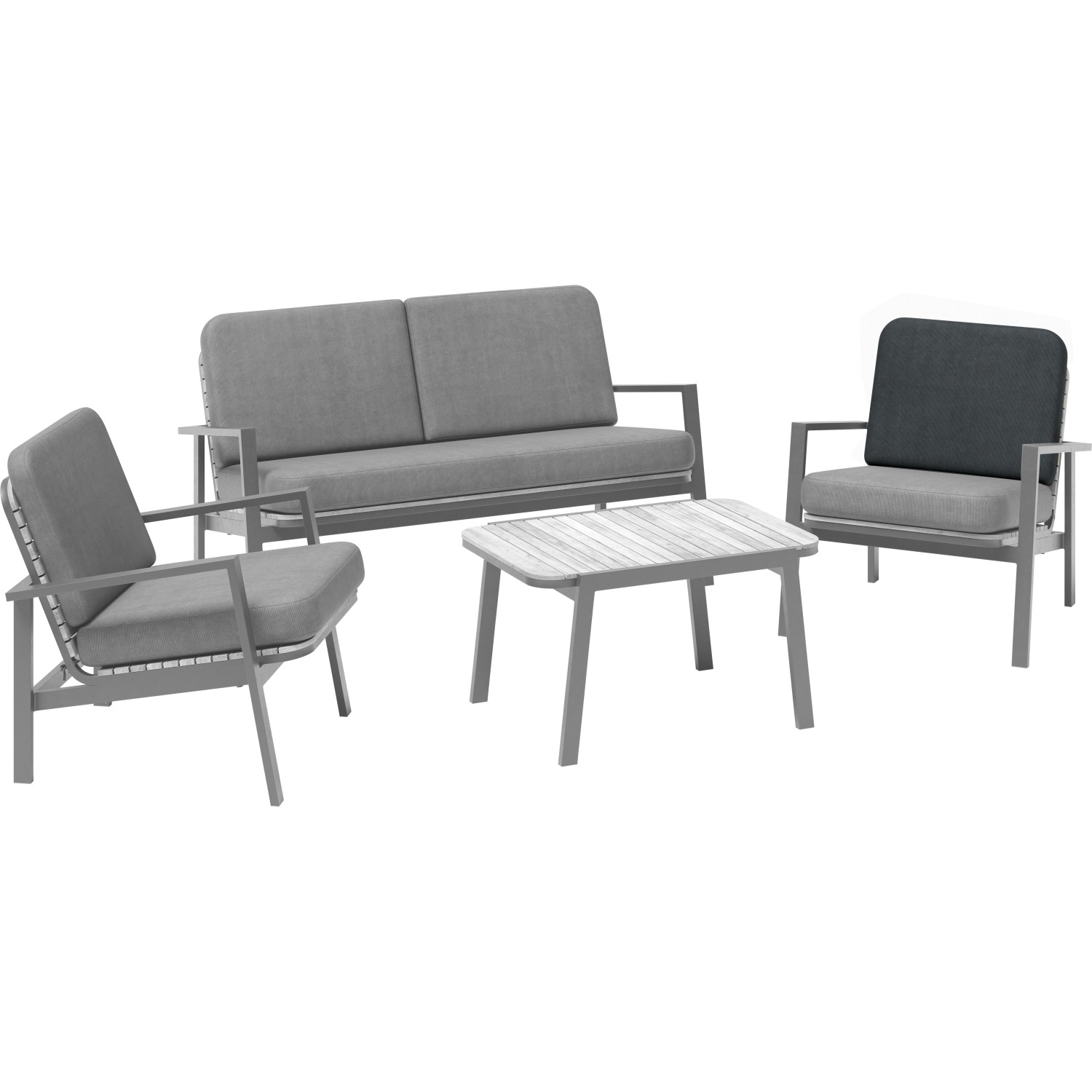 Dunkelgraues Ersatz-Rückenkissen für Olary Sofa-Lounge-Set. Gartenmöbel Detail.