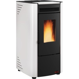 Firefix Pelletofen Ketty, Stahl schwarz-weiß, 6,3 kW. Pelletofen mit Sichtfenster.