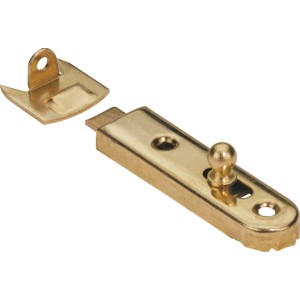 Hettich Möbelriegel, 13x50mm, gerade, vermessingt, für Möbelausstattung.