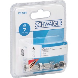 Schwaiger F-Stecker Set, 4 Stück, 7mm, für Antennenkabel