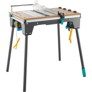 wolfcraft Maschinentisch Master cut 2200, 4-in-1 Werkbank für Tischkreissäge, Stichsäge und Arbeitsstation.