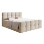 Selsey Cloudy Boxspringbett 160 cm in Hellbeige. Modernes Bett mit Boucle-Bezug, gepolstertem Kopfteil und Stauraum.