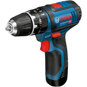Bosch Professional GSB 12 V-15 Akku-Schlagbohrschrauber, blau/schwarz, mit Akku und Softbag.