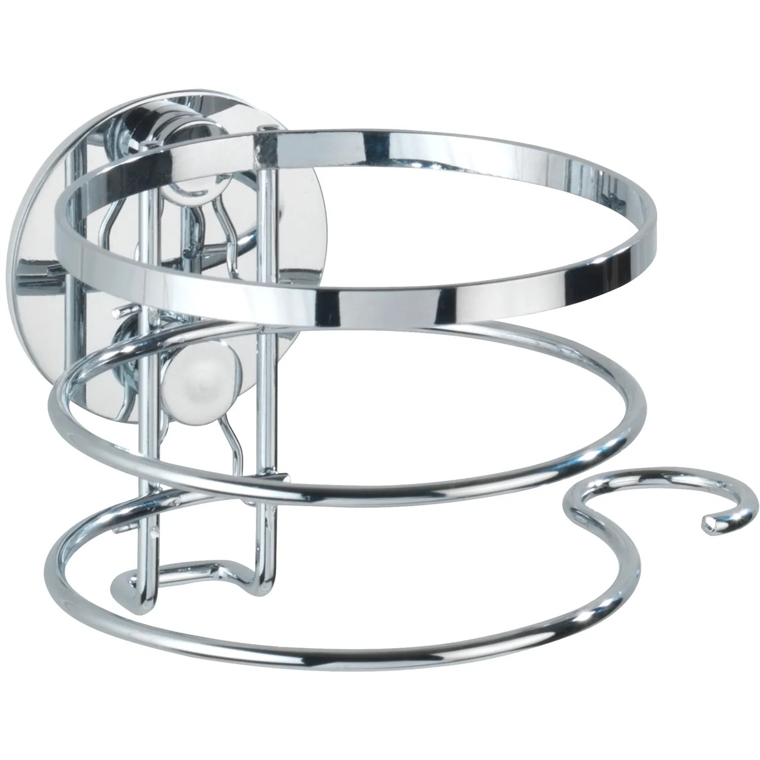 Wenko Turbo-Loc Haartrocknerhalter aus glänzendem Edelstahl mit Kabelhalter.