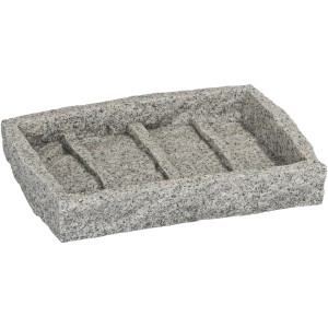Wenko Seifenablage Granit, eckige Seifenschale in grauer Steinoptik für Bad & WC.