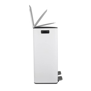 Spirella Kosmetikeimer Aliya, 2x30L, Weiß Matt, mit zwei Fächern und Pedalöffnung.