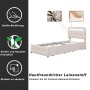 okwish Polsterbett 90x200cm mit LED Leuchten Kinderzimmer Beige ohne Matratze_8