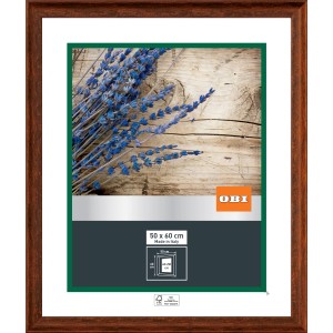 Rustikaler, brauner OBI Holz-Wechselrahmen, 50x60 cm, FSC-zertifiziert, für Bilder und Fotos.