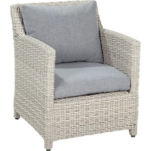 Lounge-Sessel Springside, Polyrattan naturgrau mit grauen Auflagen. Gartenmöbel für entspannte Stunden.