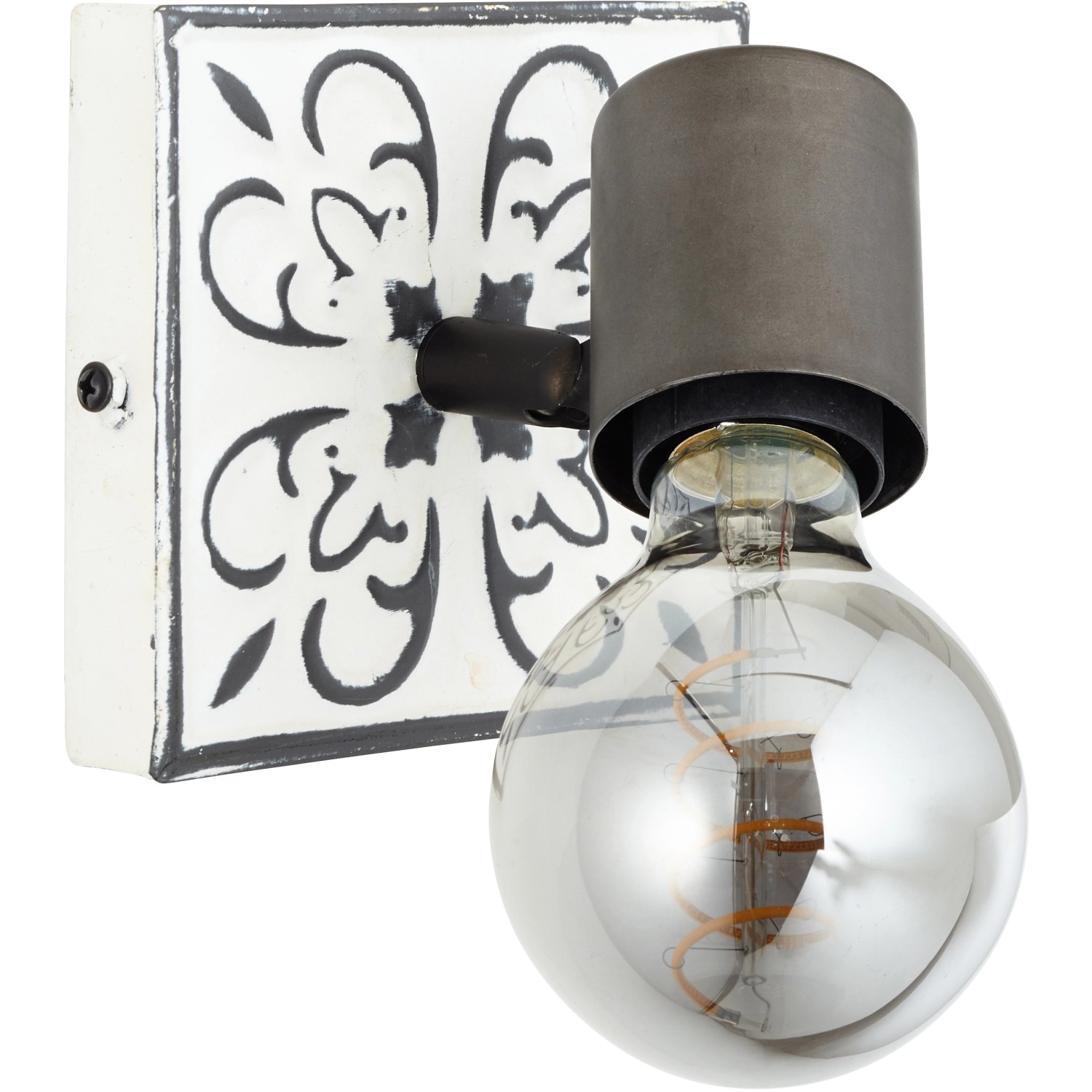 Schwarzer und weißer Spot Vagos mit Vintage-Muster für Wandmontage.