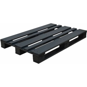 Anthrazitfarbene Osmo Möbelpalette aus Nadelholz, endbehandelt, für den Möbelbau.