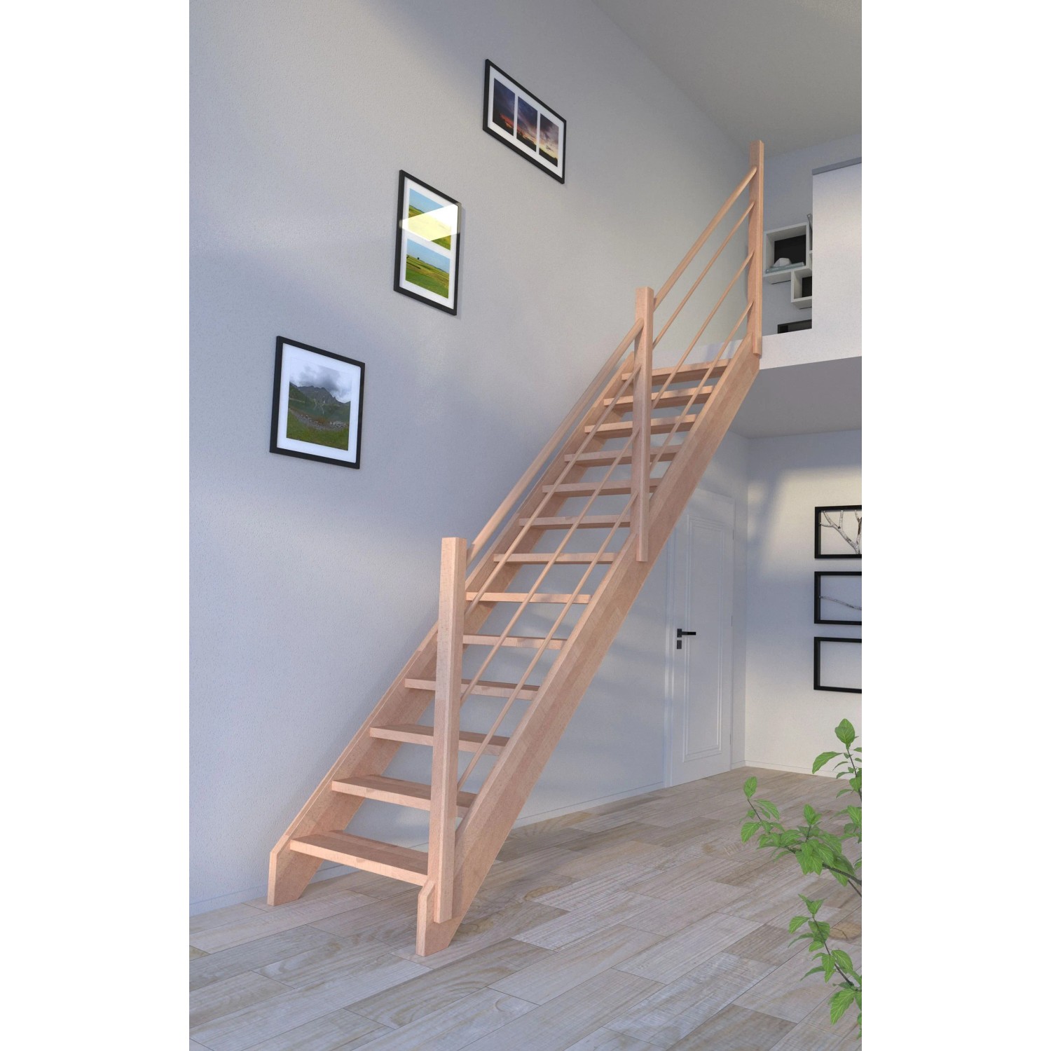 Treppe Mykonos Pro Buche Gerade 80 cm Holz-Design-Geländer R FSC®_5