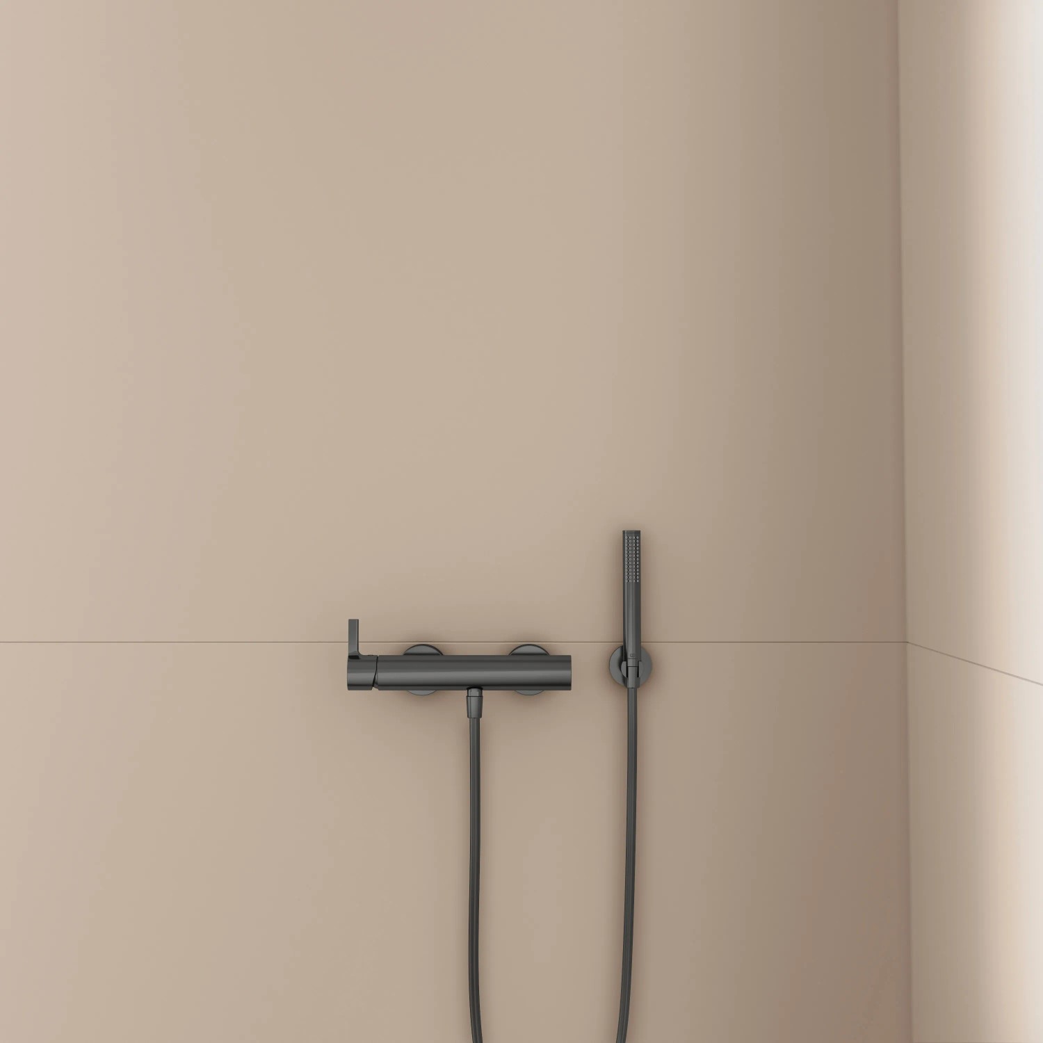 Ideal Standard Idealrain Atelier Brausehalter, Magnetic Grey, runde Form. Duschzubehör für Handbrause.