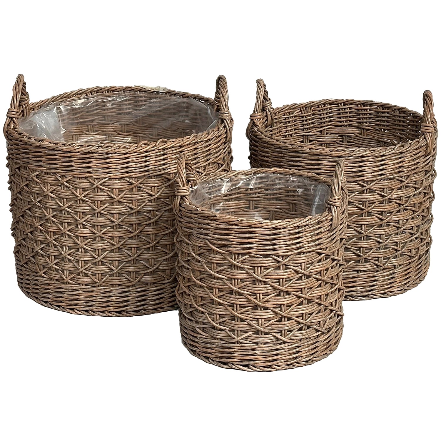 A.H.G. Pflanzkorb Polyrattan Zylindrisch 2 Griffe Ø 30 x 30 cm Natur