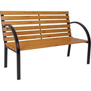 Garten Pleasure Parkbank Bellevue, 122 cm, Holzlatten, schwarzes Stahlgestell.