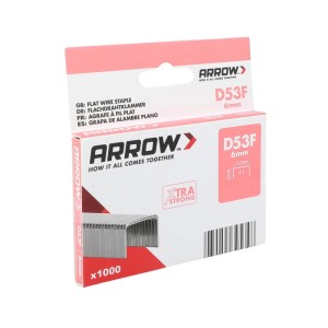 Arrow Klammern D53F, 6 mm, 1000 Stück, für Tacker. Flachdrahtklammern im Karton.