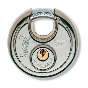 Burg Wächter Diskusschloss 22 Ni 60 SB aus Edelstahl, ein Vorhängeschloss für erhöhte Sicherheit.