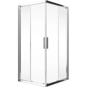 Schulte Eckeinstieg Kristall/Trend, 100x100x185 cm, Echtglas klar hell, Chromoptik