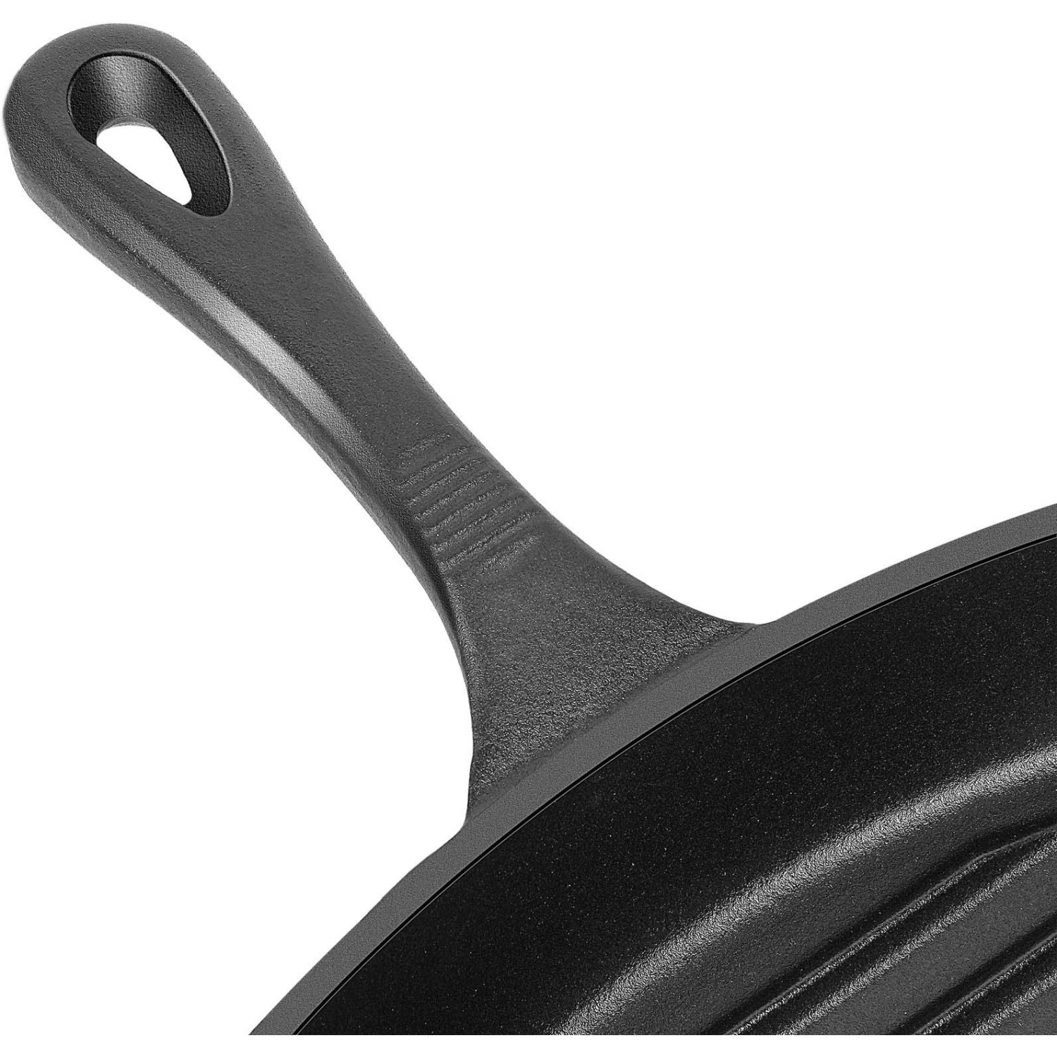 Detailaufnahme: El Fuego Bratpfanne aus Gusseisen mit Stielgriff, Grillutensil für perfekte Grillstreifen.