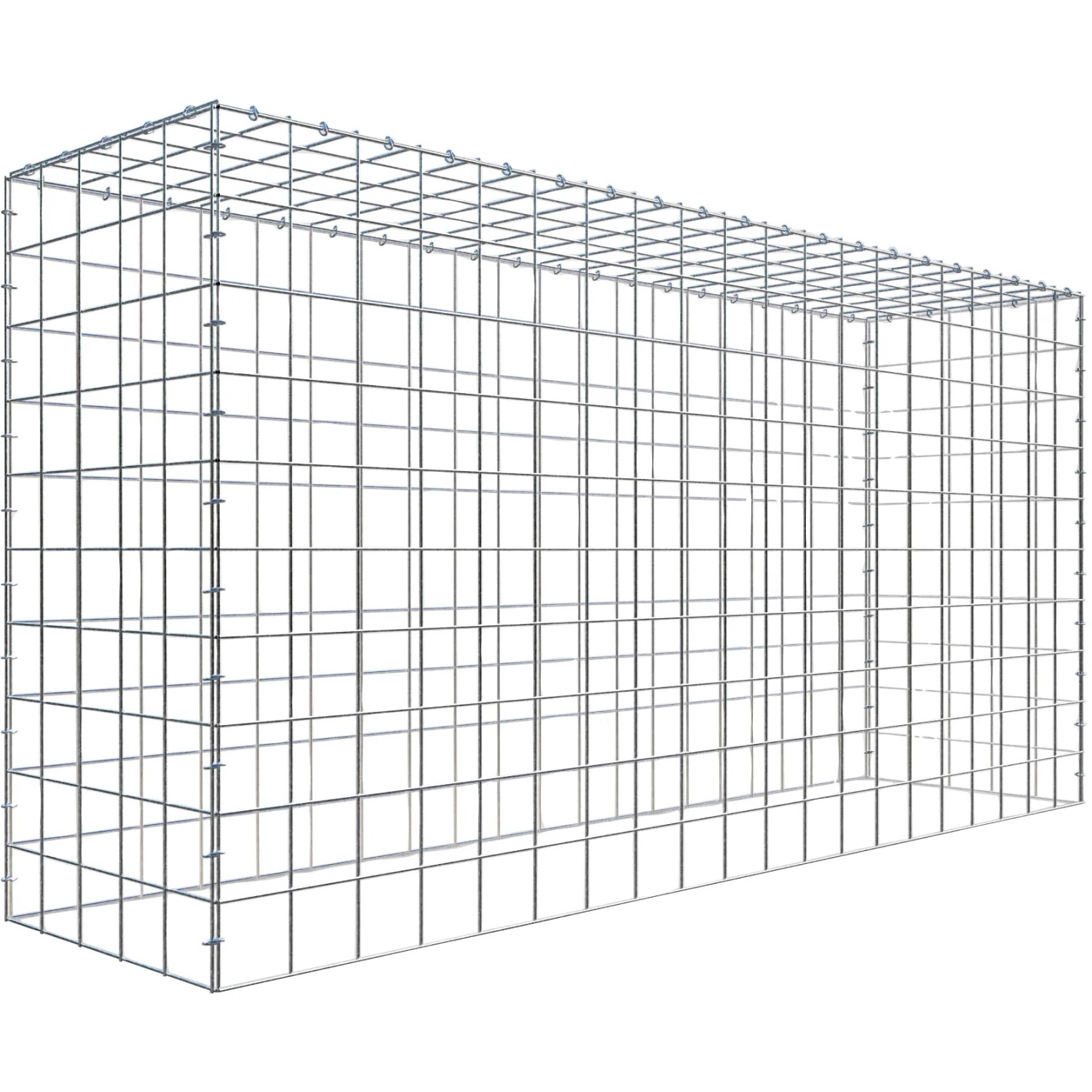 Gabiona Anbaukorb Typ 3, 100x200x50cm, Maschenweite 10x10cm, aus verzinktem Drahtgitter.