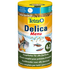 Tetra Delica Menu 100ml Fischfutter mit Miniflocken und Naturfuttertieren.