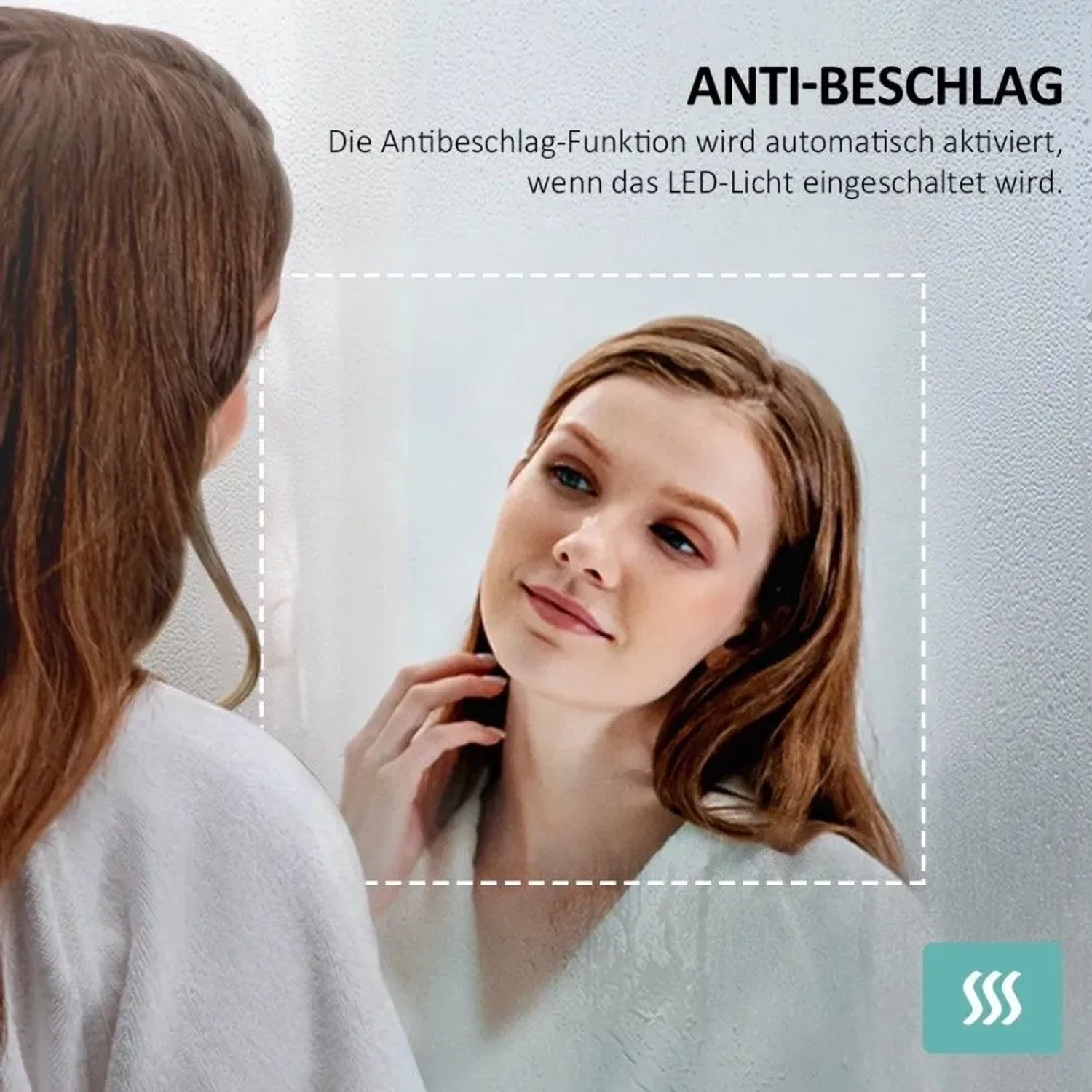 Emke Badspiegel mit Beleuchtung 60 x 80 cm LED-Spiegel mit Touchschalter Anti-Beschlag KaltweißWarmweißNeutralweiß_6