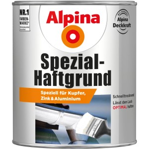 Dose Alpina Spezial-Haftgrund, weiß, 750ml, für Nichteisenmetalle wie Zink, Aluminium und Kupfer.
