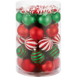 Weihnachtskugel-Set Ø 6 cm 50-teilig Rot-Weiß-Grün