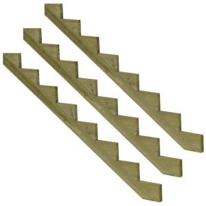 Drei KDI Holz Treppenwangen für 8 Stufen, Höhe 136cm, für Gartentreppen. Zubehör für Treppen & Geländer.