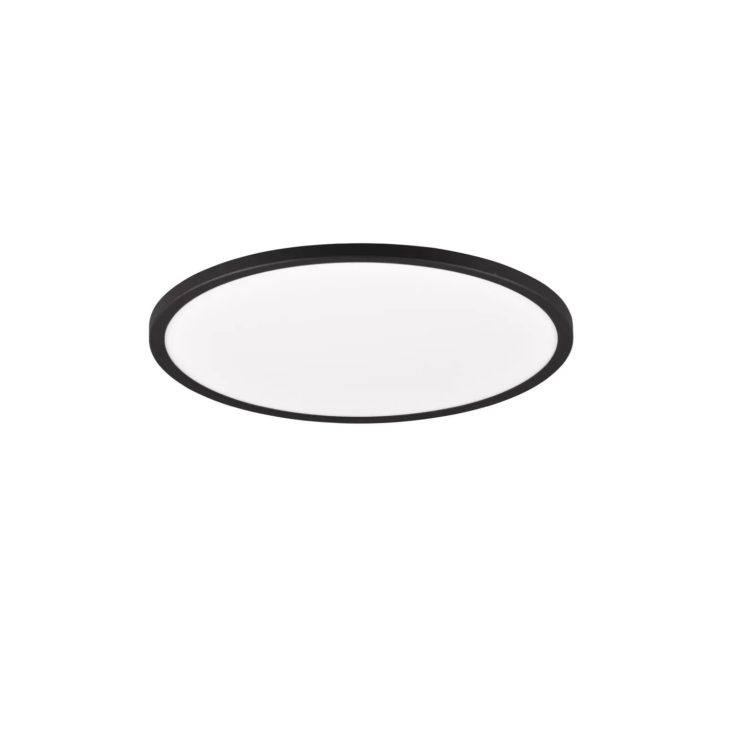 Schwarze, runde Reality LED-Deckenleuchte Aureo, 40 cm Durchmesser. Moderne LED-Panel für Wohnräume.