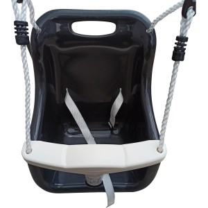 AXI Babyschaukel Metall, anthrazit/creme, mit Sicherheitsgurt für sicheres Schaukeln im Garten.