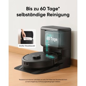 Eufy Saugroboter L60 Hybrid mit Absaugstation für bis zu 60 Tage Reinigungsleistung.