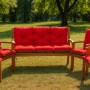 Rote Setgarden Bankauflage für 3-Sitzer Gartenbänke, 170x60x50cm. Bequemes Outdoor Sitzkissen auf Holzbank.