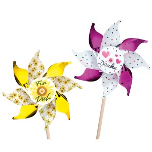 Happy People Windmühle, 2-fach sortiert, mit Aufdrucken "Danke" und "Für Dich", Geschenkidee.