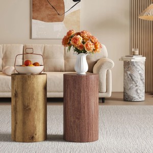 okwish Couchtisch mit Rundem Design für Wohnzimmer und Sofa 30x30x55 cm Natur