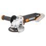 Worx Akku-Winkelschleifer WX800.9 PowerShare 20 V Solo mit Zusatzhandgriff und Schruppscheibe.