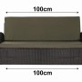 Grünes Gartenkissen-Set für 2-Sitzer Polyrattan-Gartensofa, 100x50x50 cm.