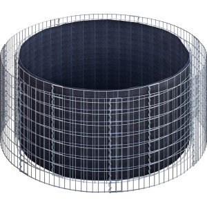 Rundes Gabiona Gabionen-Hochbeet, Ø 202 cm, Maschenweite 5x10 cm, galvanisiert.