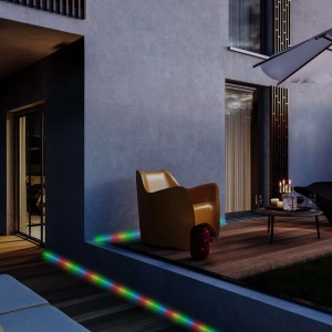 Brilo Solar LED Strip RGB Multicolor, 10 m, als stimmungsvolle Gartenbeleuchtung.