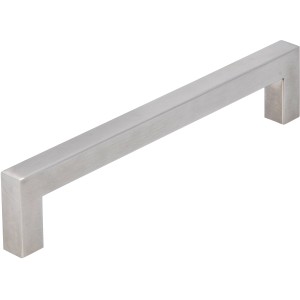 Moderner, feingeschliffener Möbelgriff aus Edelstahl, Lochabstand 160 mm.